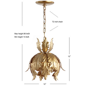 Anne 12" Adjustable Metal LED Pendant - JONATHAN Y